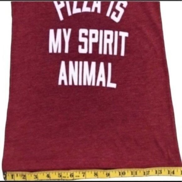 Pizza is My Spirit Animal Funny Racerback tank top size XS red & white - Picture 6 of 7